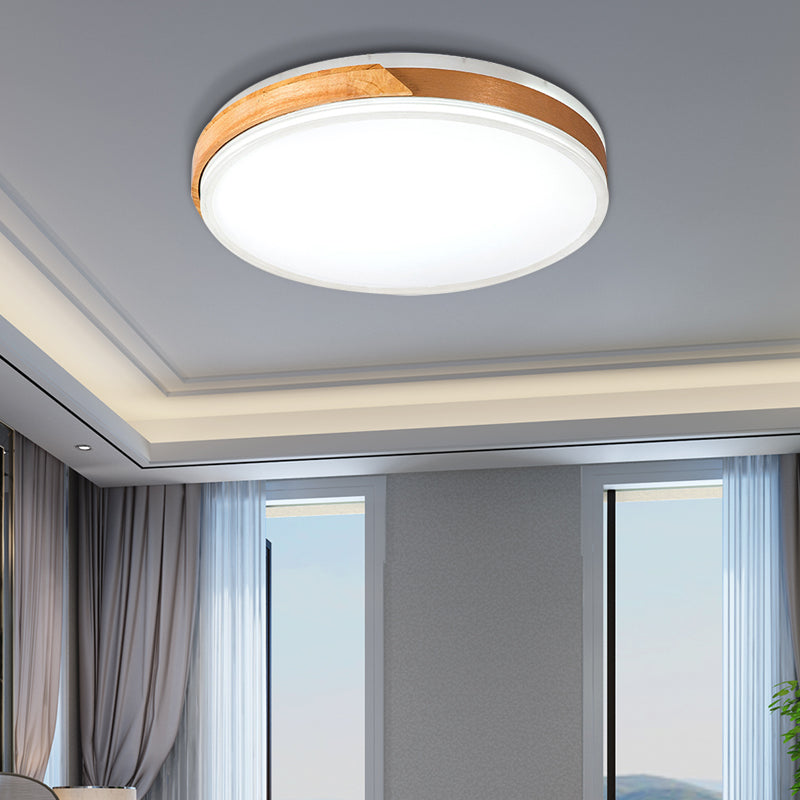 Plafonnier encastré moderne en bois et fer, blanc chaud/blanc, luminaire décoratif d'intérieur, blanc/or
