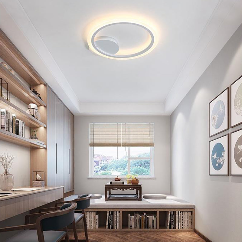 Plafonnier à anneau lumineux 1/2/3 pour chambre à coucher, luminaire moderne en acrylique Unique en blanc, chaud/blanc