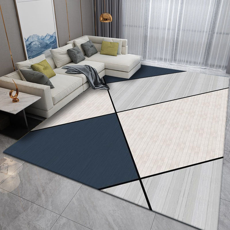 Grey Modern Carpet Polyester Striped Carpet Non-Slip Backing Carpet for Living Room