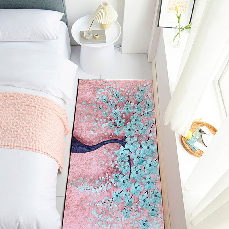 Navy Modern Rug Animal Pattern Polyester Area Carpet Stain Resistant Rug for Bedroom