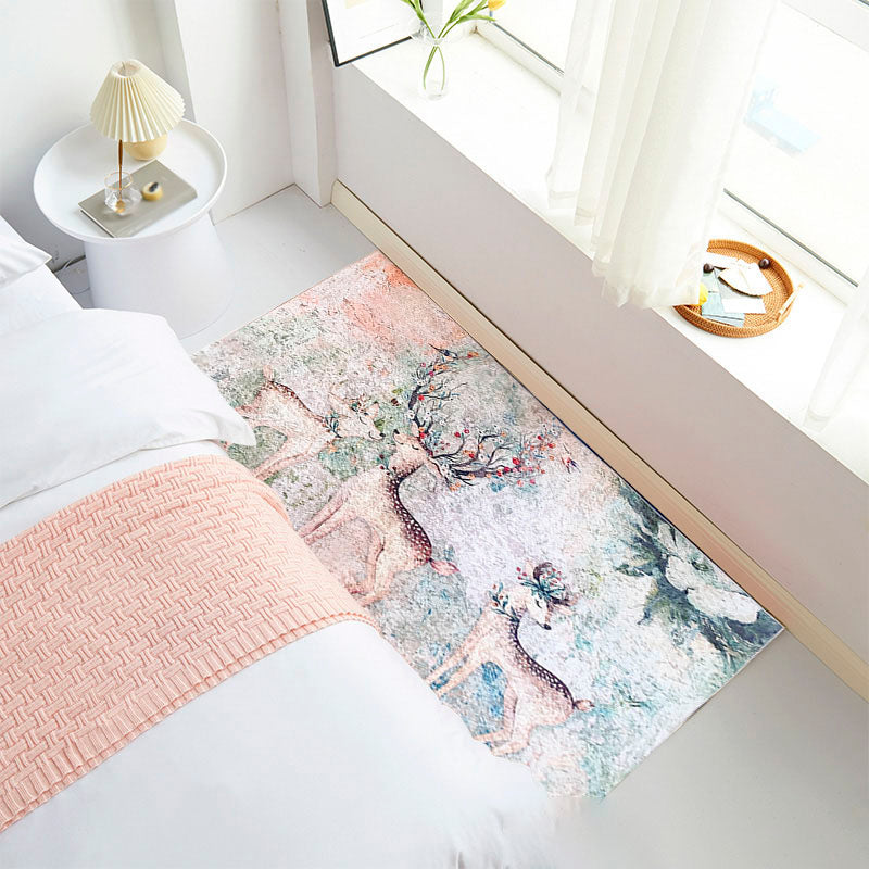 Navy Modern Rug Animal Pattern Polyester Area Carpet Stain Resistant Rug for Bedroom