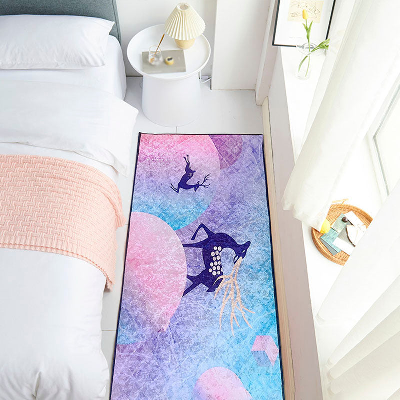Navy Modern Rug Animal Pattern Polyester Area Carpet Stain Resistant Rug for Bedroom