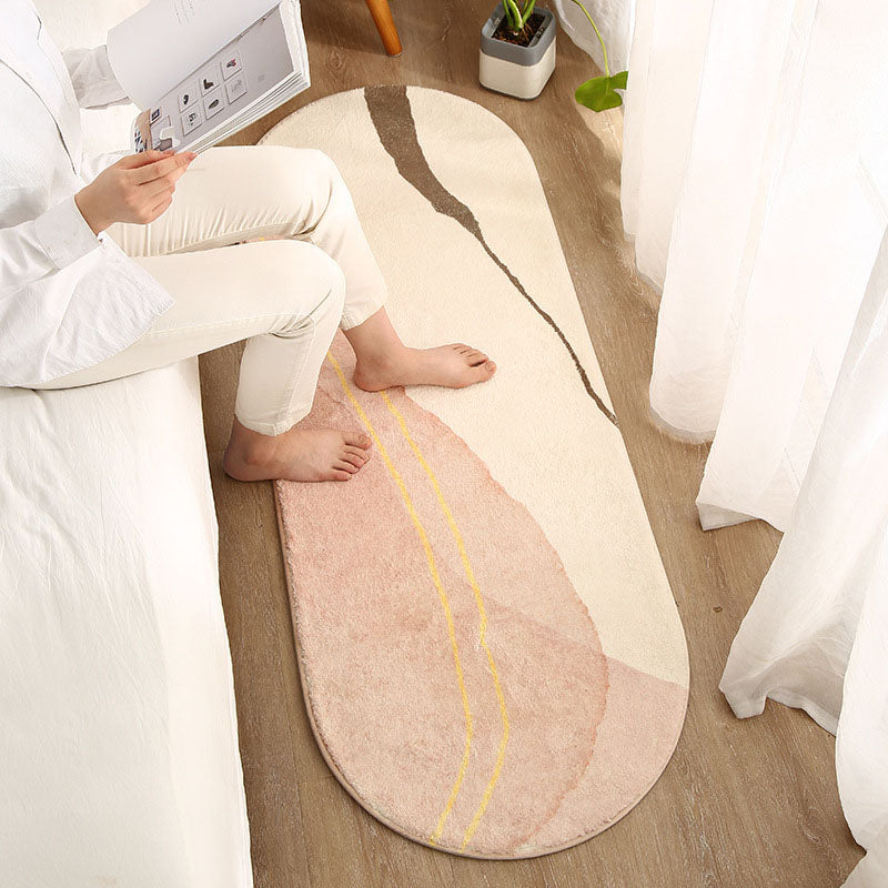 Beige Modern Carpet Polyester Color Piece Carpet Washable Carpet for Living Room
