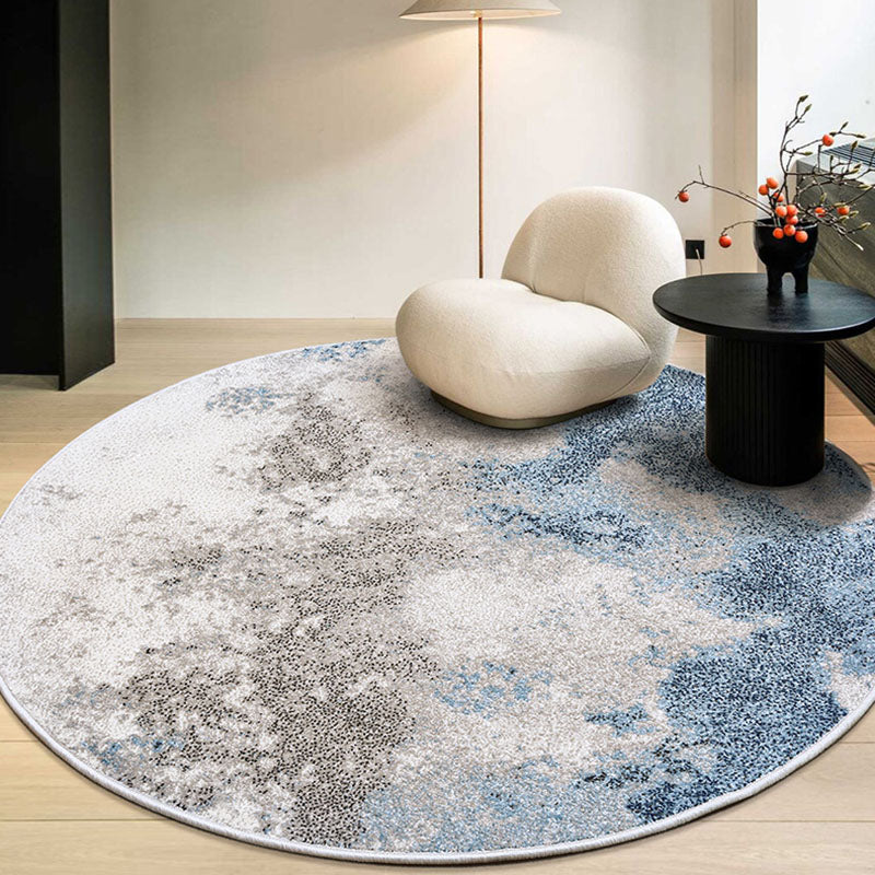 Grey Tie-Dye Print Area Carpet Modern Polyester Area Rug Easy Care Washable Rug for Home Decor