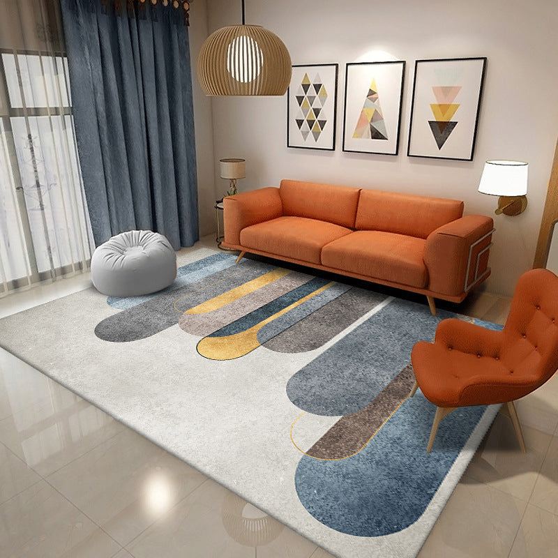 Tapis nordique noir en Polyester, bloc de couleur, avec envers antidérapant, pour la décoration de la maison