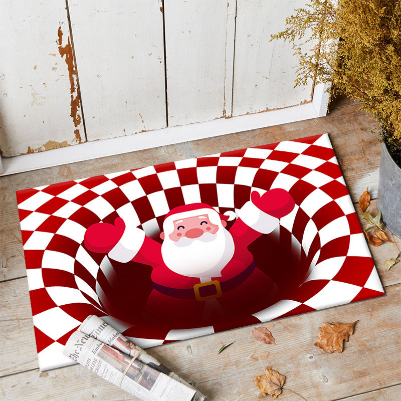 Contemporary Snowman Print Rug Polyester Carpet Non-Slip Backing Indoor Rug for Living Room