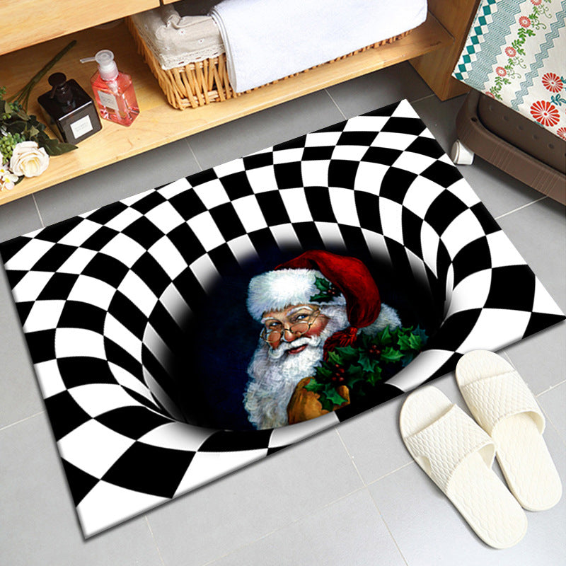 Contemporary Snowman Print Rug Polyester Carpet Non-Slip Backing Indoor Rug for Living Room