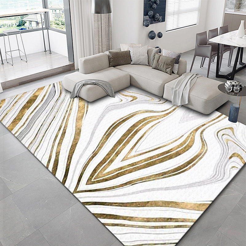 Creative Blue Tone Carpet Washable Abstract Print Indoor Rug Polyester Carpet with Anti-Slip Backing