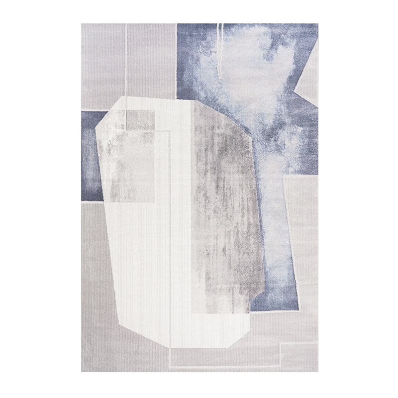 Grey Modern Area Carpet Tie-Dye Pattern Polyester Area Rug Easy Care Washable Rug for Living Room