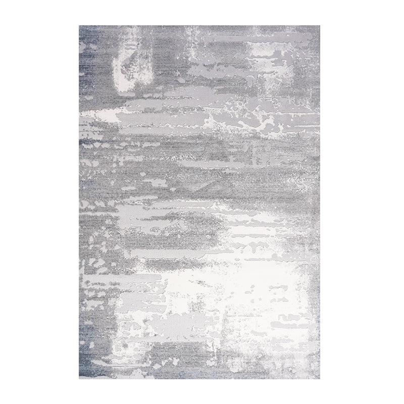 Grey Modern Area Carpet Tie-Dye Pattern Polyester Area Rug Easy Care Washable Rug for Living Room