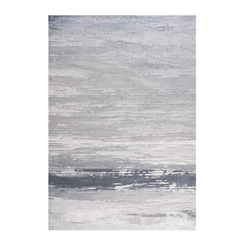 Grey Modern Area Carpet Tie-Dye Pattern Polyester Area Rug Easy Care Washable Rug for Living Room