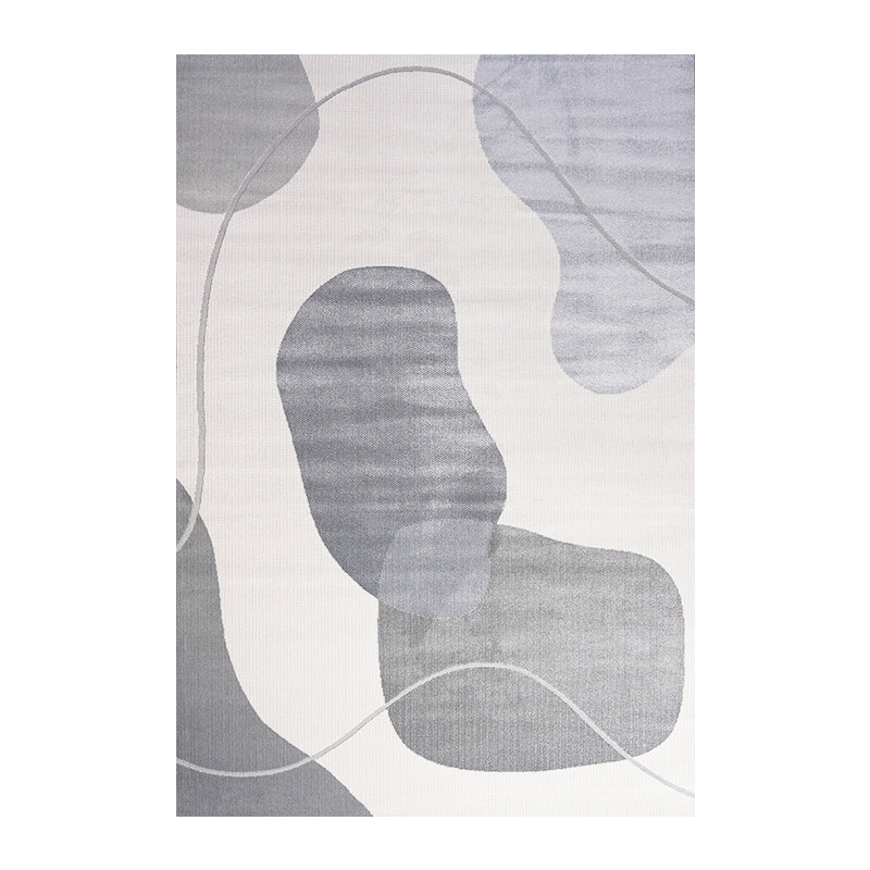Grey Modern Area Carpet Tie-Dye Pattern Polyester Area Rug Easy Care Washable Rug for Living Room