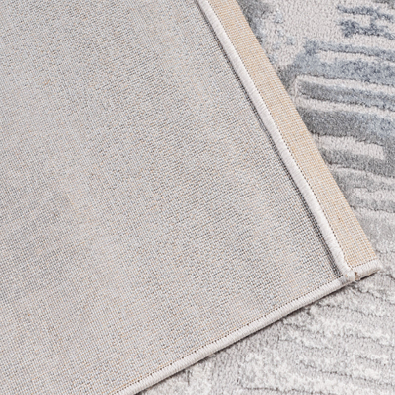 Grey Modern Area Carpet Tie-Dye Pattern Polyester Area Rug Easy Care Washable Rug for Living Room