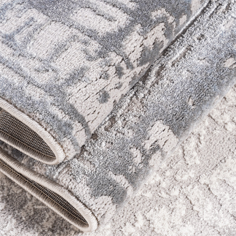 Grey Modern Area Carpet Tie-Dye Pattern Polyester Area Rug Easy Care Washable Rug for Living Room