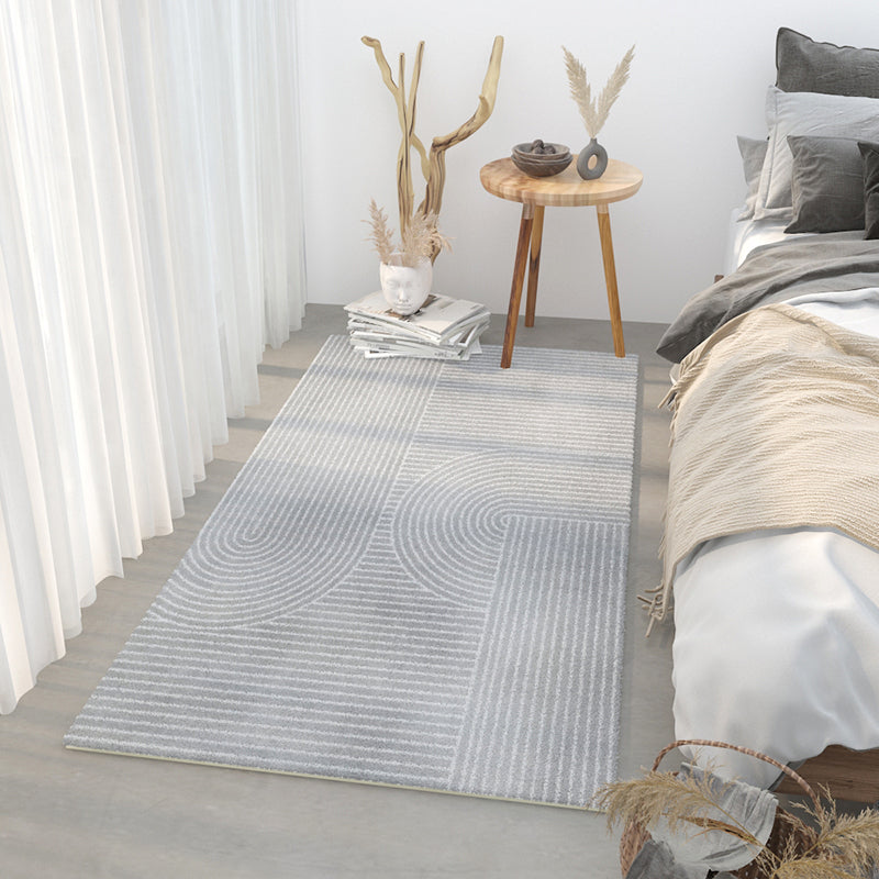 Grey Modern Area Carpet Color Block Polyester Area Rug Stain Resistant Rug for Bedroom