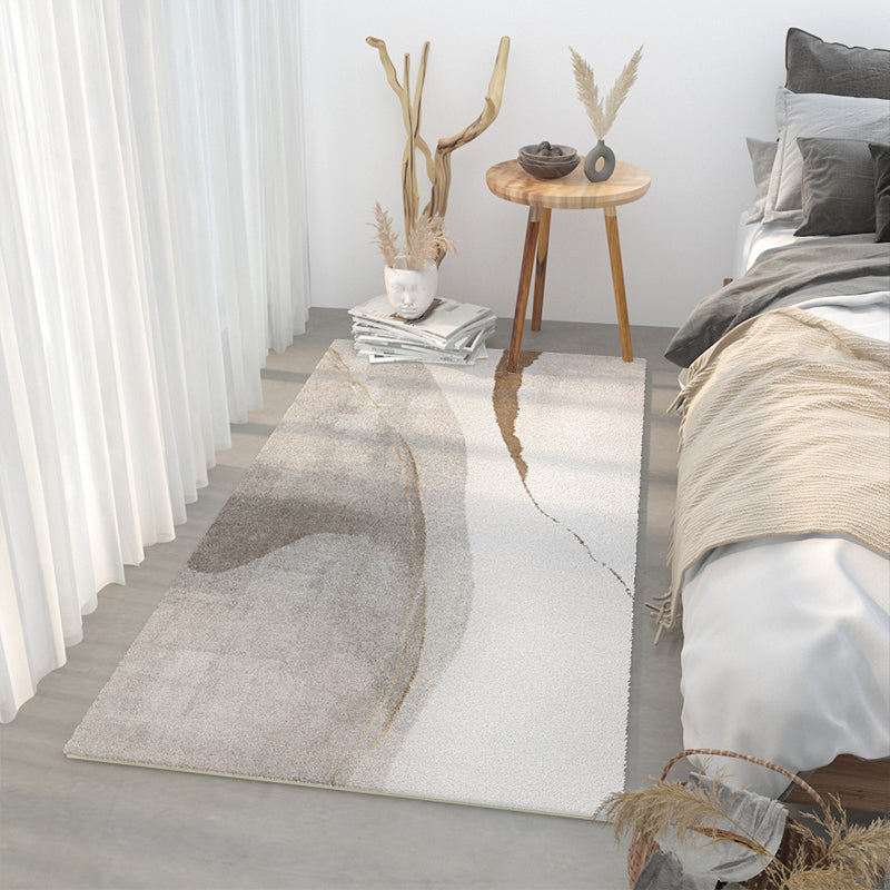 Grey Modern Area Carpet Color Block Polyester Area Rug Stain Resistant Rug for Bedroom