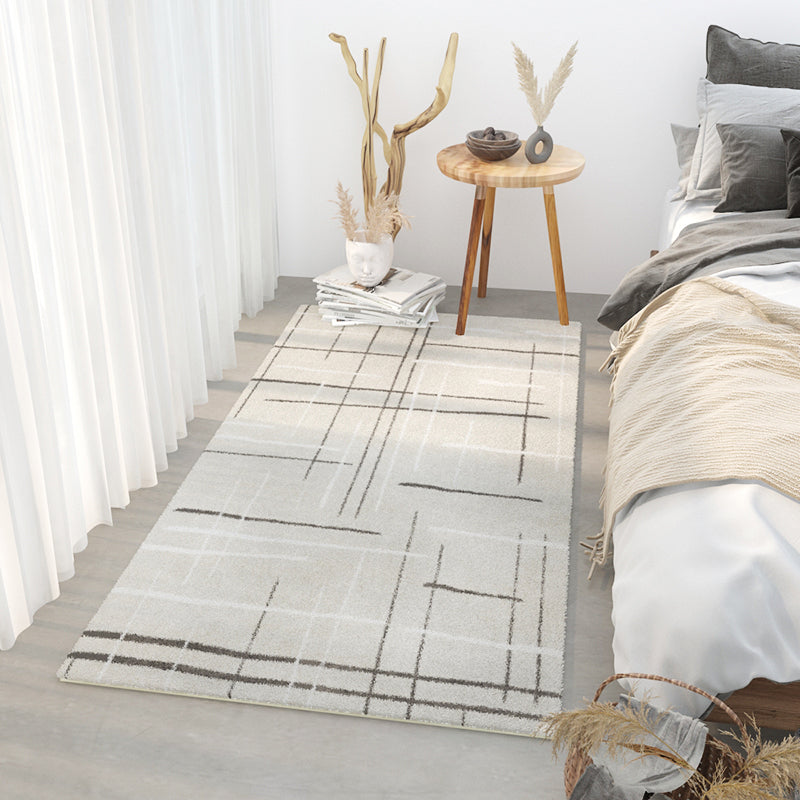 Grey Modern Area Carpet Color Block Polyester Area Rug Stain Resistant Rug for Bedroom