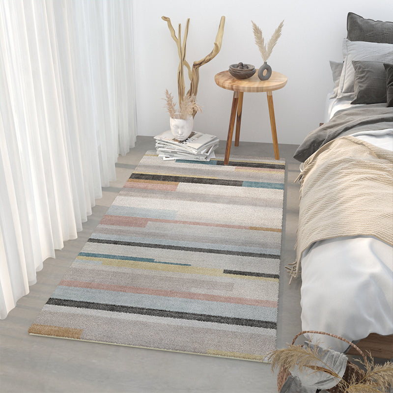 Colorful Modern Area Carpet Color Block Polyester Area Rug Easy Care Washable Rug for Bedroom