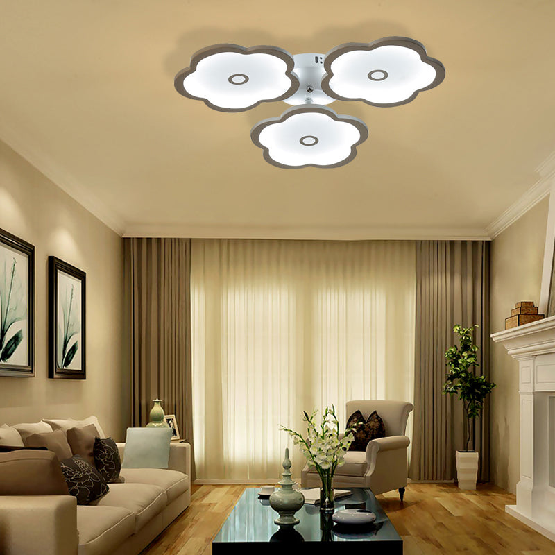3/6/9 Heads Unique Flower Ceiling Fixture Modern Iron Acrylic White Ceiling Lights for Indoor