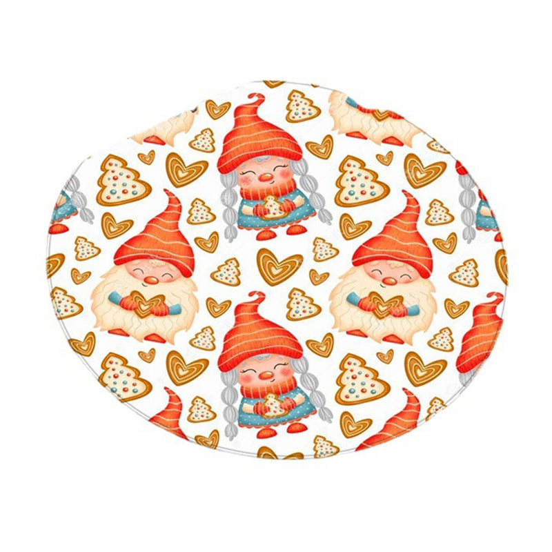 Round Christmas Print Carpet Polyester Modern Rug Stain Resistant Area Carpet for Living Room