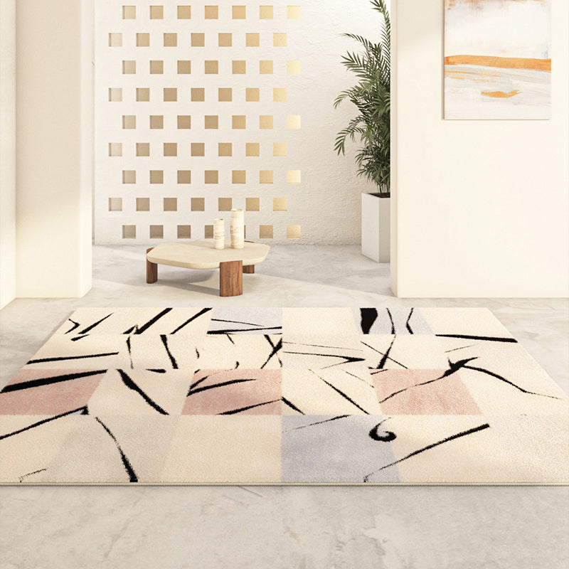 Light Pink Casual Rug Polyester Color Block Rug Washable Indoor Rug for Living Room