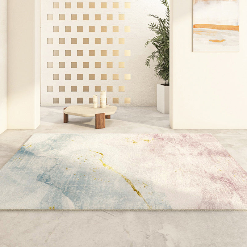 Light Pink Casual Rug Polyester Color Block Rug Washable Indoor Rug for Living Room