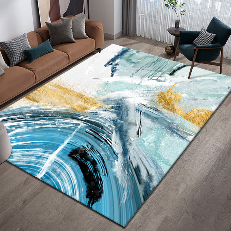 Funky Green Tone Abstract Print Carpet Leisure Rug Polyester Non-Slip Carpet for Home Decor