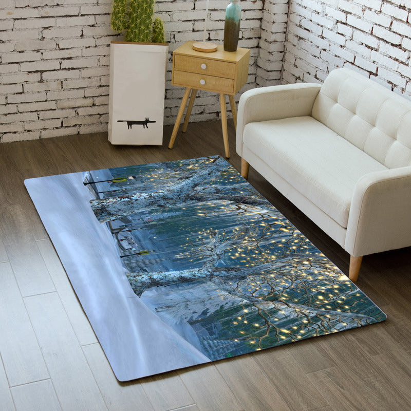 Light Yellow Modern Carpet Polyester Snowman Carpet Stain Resistant Carpet for Living Room