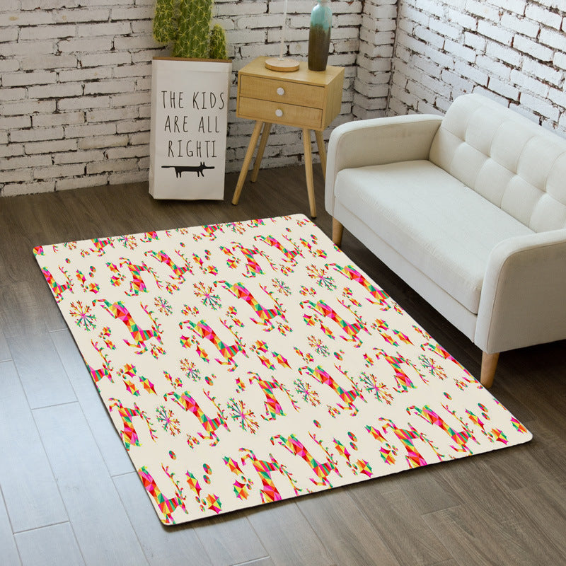 Light Yellow Modern Carpet Polyester Snowman Carpet Stain Resistant Carpet for Living Room