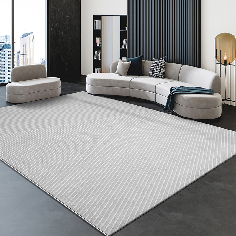 Grey Living Room Area Carpet Pure Color Polyester Area Rug Easy Care Washable Rug