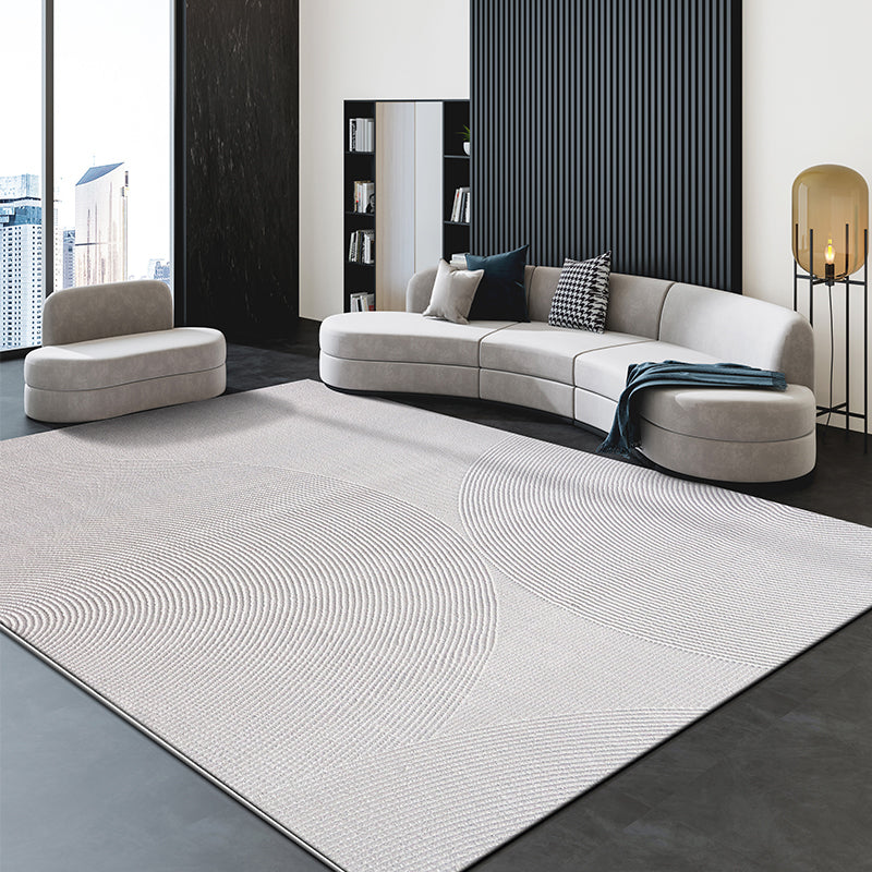 Grey Living Room Area Carpet Pure Color Polyester Area Rug Easy Care Washable Rug