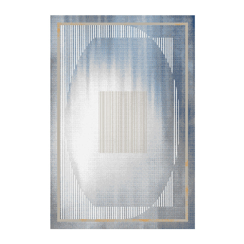 Blue Moedern Area Carpet Tie-Dye Pattern Polyester Rug Easy Care Area Rug for Living Room