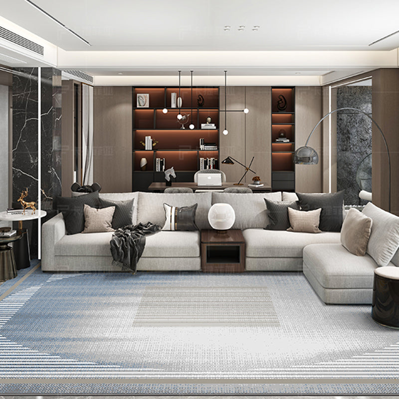 Blue Moedern Area Carpet Tie-Dye Pattern Polyester Rug Easy Care Area Rug for Living Room