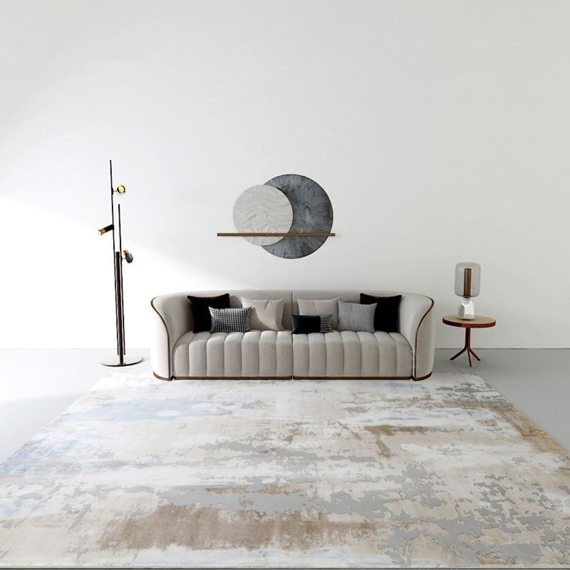 Tapis moderne gris bloc de couleur en Polyester, facile d'entretien, lavable, pour la décoration de la maison