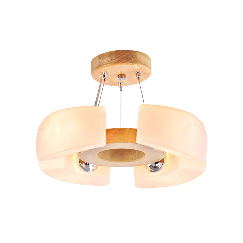 4/6 Light Wooden Ceiling Light Fixture Modern Unique Round Flush Mount Light, Warm/White