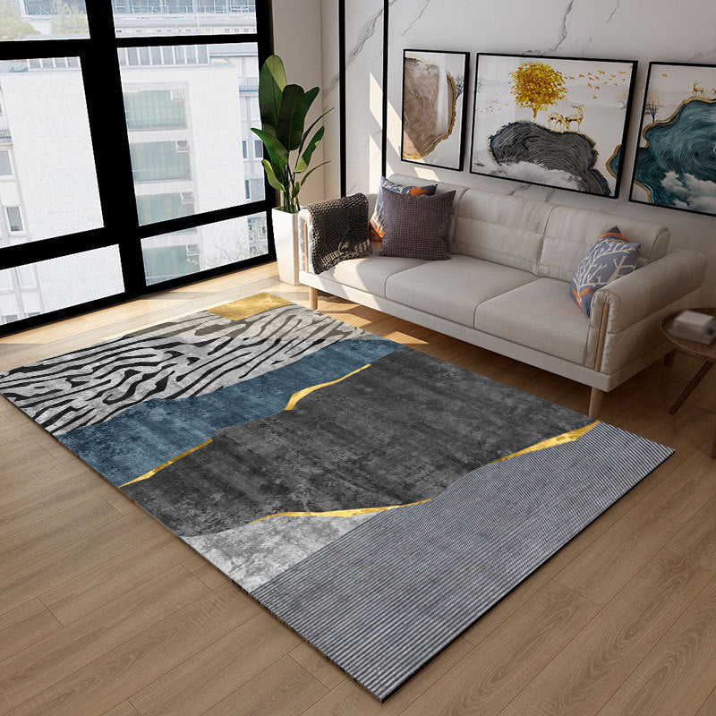 Contemporary Indoor Rug Luxury Polyester Carpet Stain Resistant Area Rug for Living Room