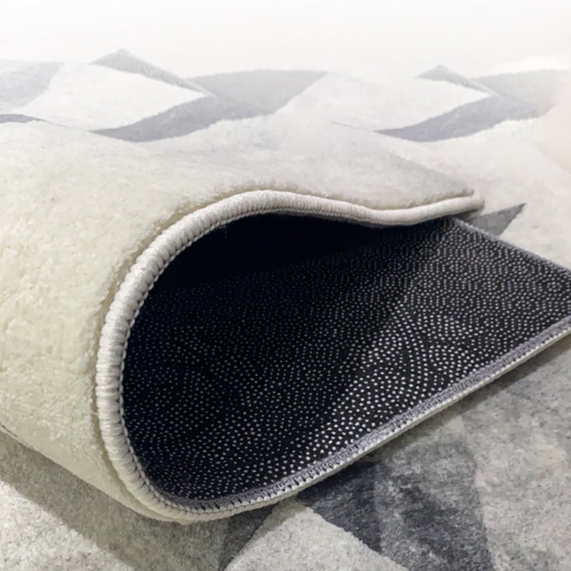 Grey Contemporary Rug Polyester Striped Rug Washable Rug for Living Room