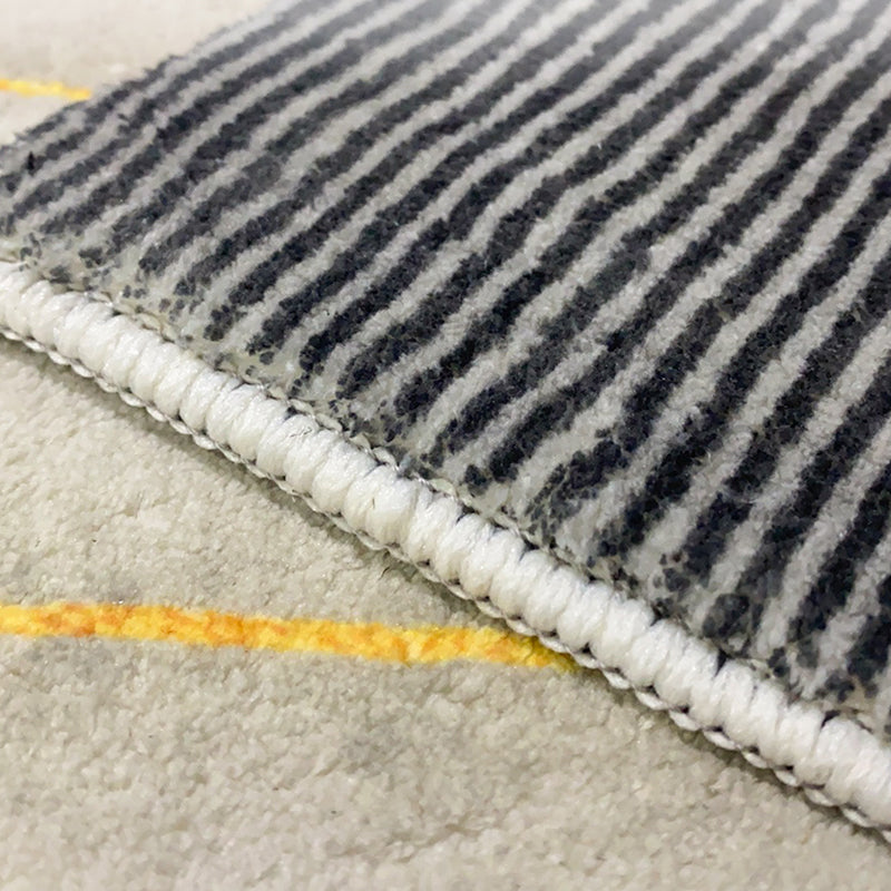 Grey Contemporary Rug Polyester Striped Rug Washable Rug for Living Room