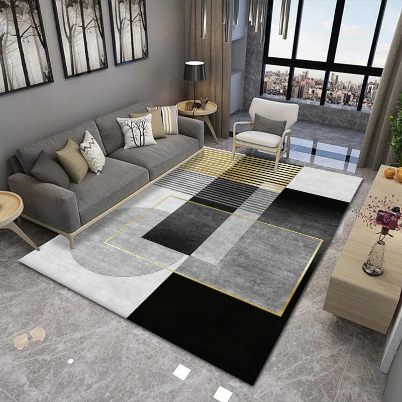 Modern Living Room Area Rug Luxury Carpet Polyester Area Rug with Non-Slip Backing