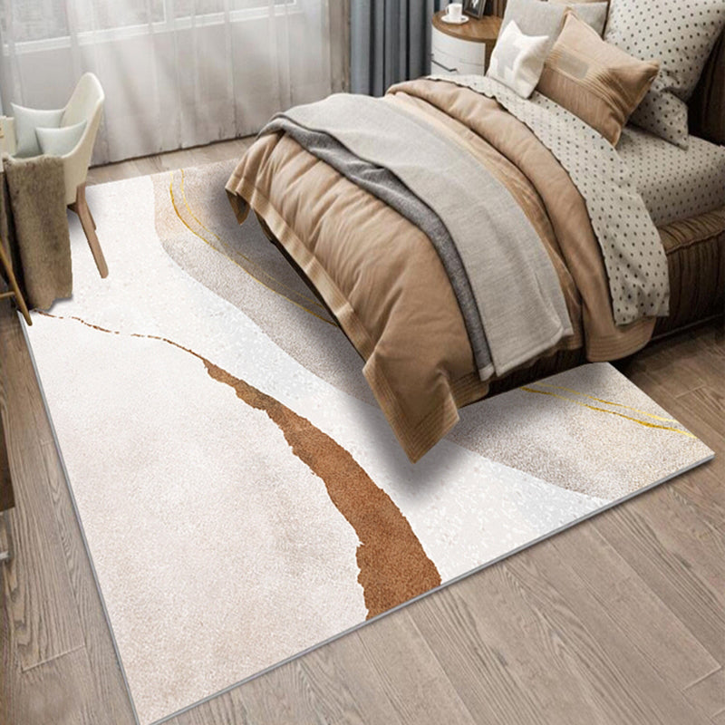 Tapis Beige élégant, bloc de couleurs, en Polyester, avec envers antidérapant, pour la décoration de la maison
