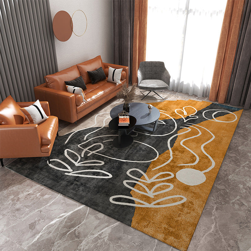 Luxury Houndstooth Print Carpet Polyester Rug Non-Slip Backing Area Carpet for Living Room