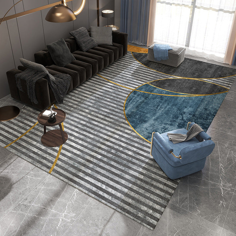 Luxury Houndstooth Print Carpet Polyester Rug Non-Slip Backing Area Carpet for Living Room