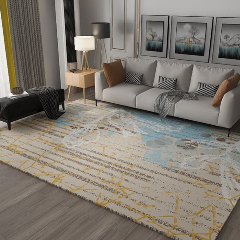 Green Graphic Rug Polyester Casual Indoor Rug Washable Rug for Living Room