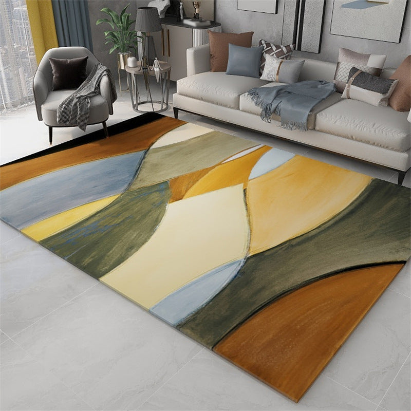 Green Graphic Rug Polyester Casual Indoor Rug Washable Rug for Living Room