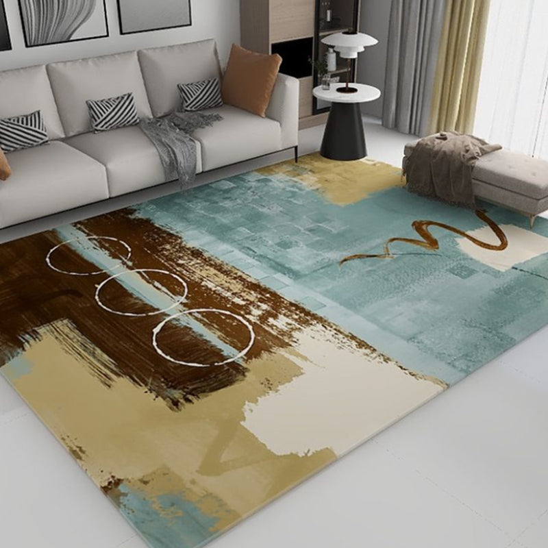 Blue Modern Carpet Polyester Graphic Carpet Washable Carpet for Home Decoration