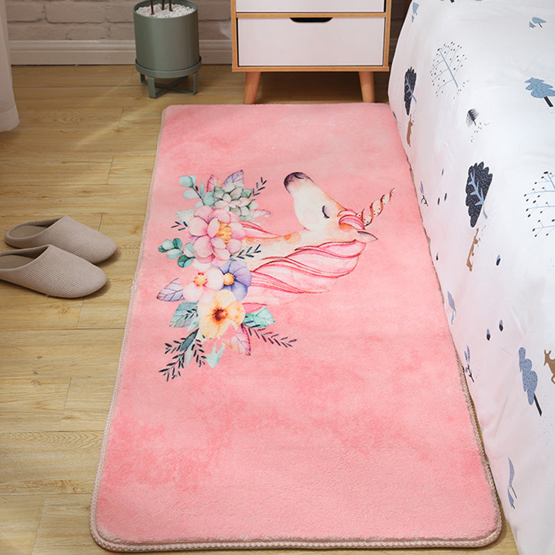 Contemporary Flamingos Print Carpet Polyester Area Rug Non-Slip Backing Indoor Carpet for Bedroom