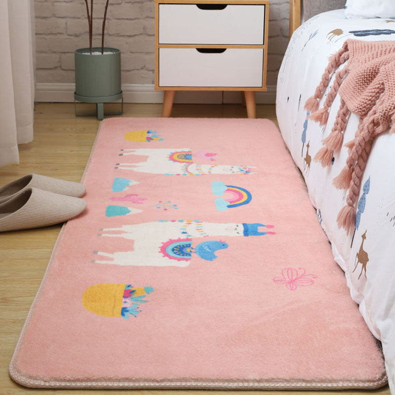 Contemporary Flamingos Print Carpet Polyester Area Rug Non-Slip Backing Indoor Carpet for Bedroom