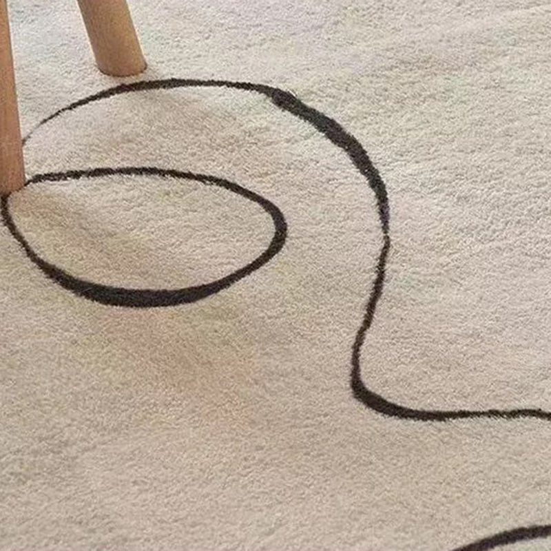 Black Modern Carpet Polyester Striped Carpet Non-Slip Backing Carpet for Home Decor