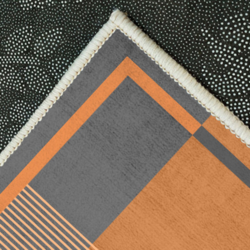 Orange Living Room Area Carpet Geometric Print Polyester Area Rug Anti-Slip Washable Rug