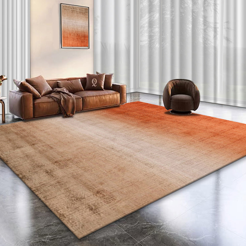Orange Living Room Area Carpet Geometric Print Polyester Area Rug Anti-Slip Washable Rug